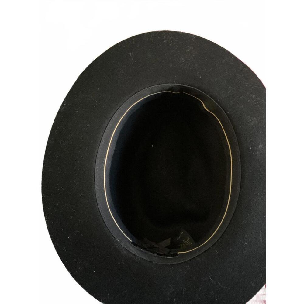 Rag & Bone Classic Black Wide-Brim Wool  Fedora Hat with Leather/Metallic Band M - Picture 6 of 8